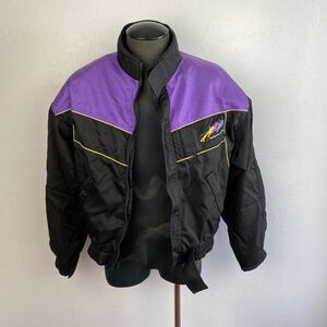 Vintage 80s BMW Motorrad Jacket 42 L Purple Black Pads Race Ride West Germany